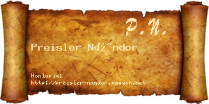 Preisler Nándor névjegykártya