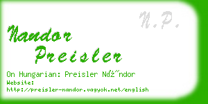 nandor preisler business card